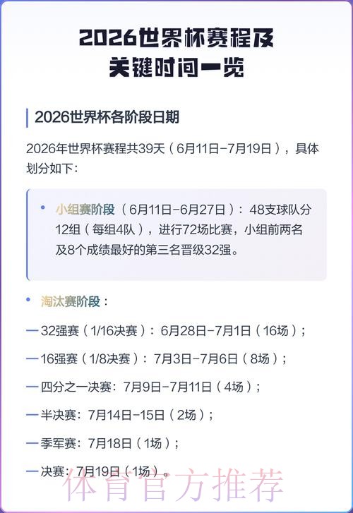 2026世界杯每日赛程完整版最新时间表怎么查